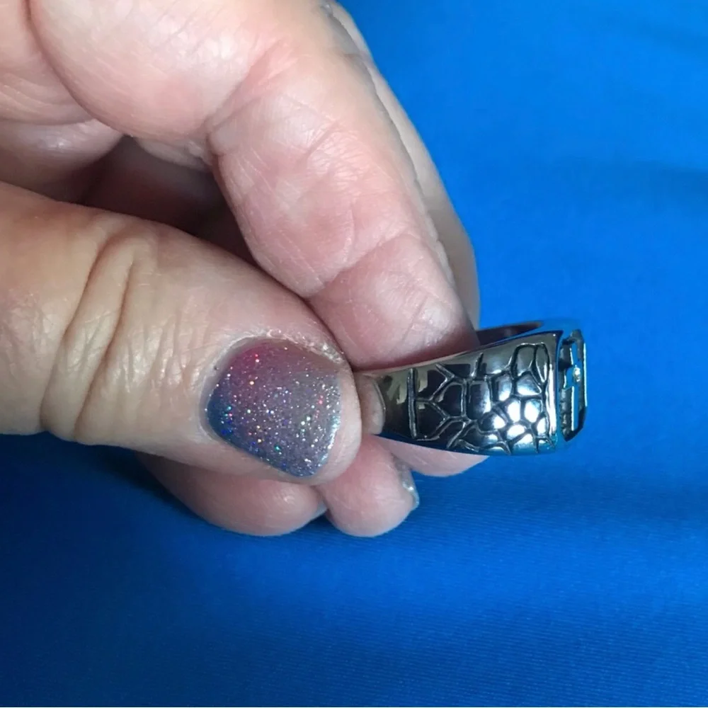 Stainless Steel Cross Signet Ring - Size 11
